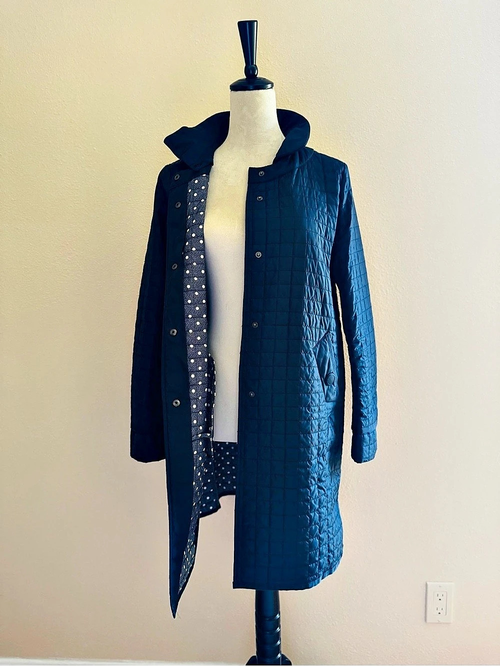 Weekend Max Mara Women’s Deep Navy Blue Quilted Coat w/Detachable Collar Size 6